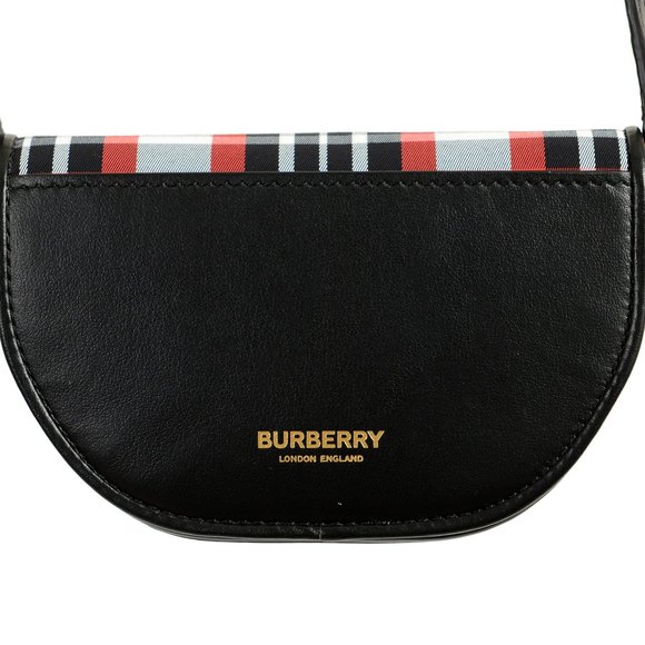 Burberry Unisex "Micro Olympia" Bright Red Checkered Leather Mini Bag - Picture 1 of 5